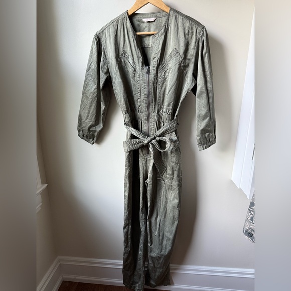 REBECCA‎ TAYLOR Sateen Jumpsuit Romper Utility Feminine Cotton Linen Designer 2